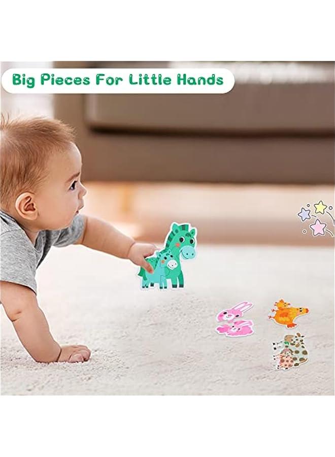 فلاينغ سيدز 6 عبوات من احجية الصور المقطوعة الخشبية بطابع الوالدين والاطفال الصغار من سن 1 الى 3 سنوات، احجيات رفع المستوى للمبتدئين، العاب مونتيسوري التعليمية لنشاط عائلي لمرحلة ما قبل المدرسة للاطفال من سن 2-5 سنوات - Image 4